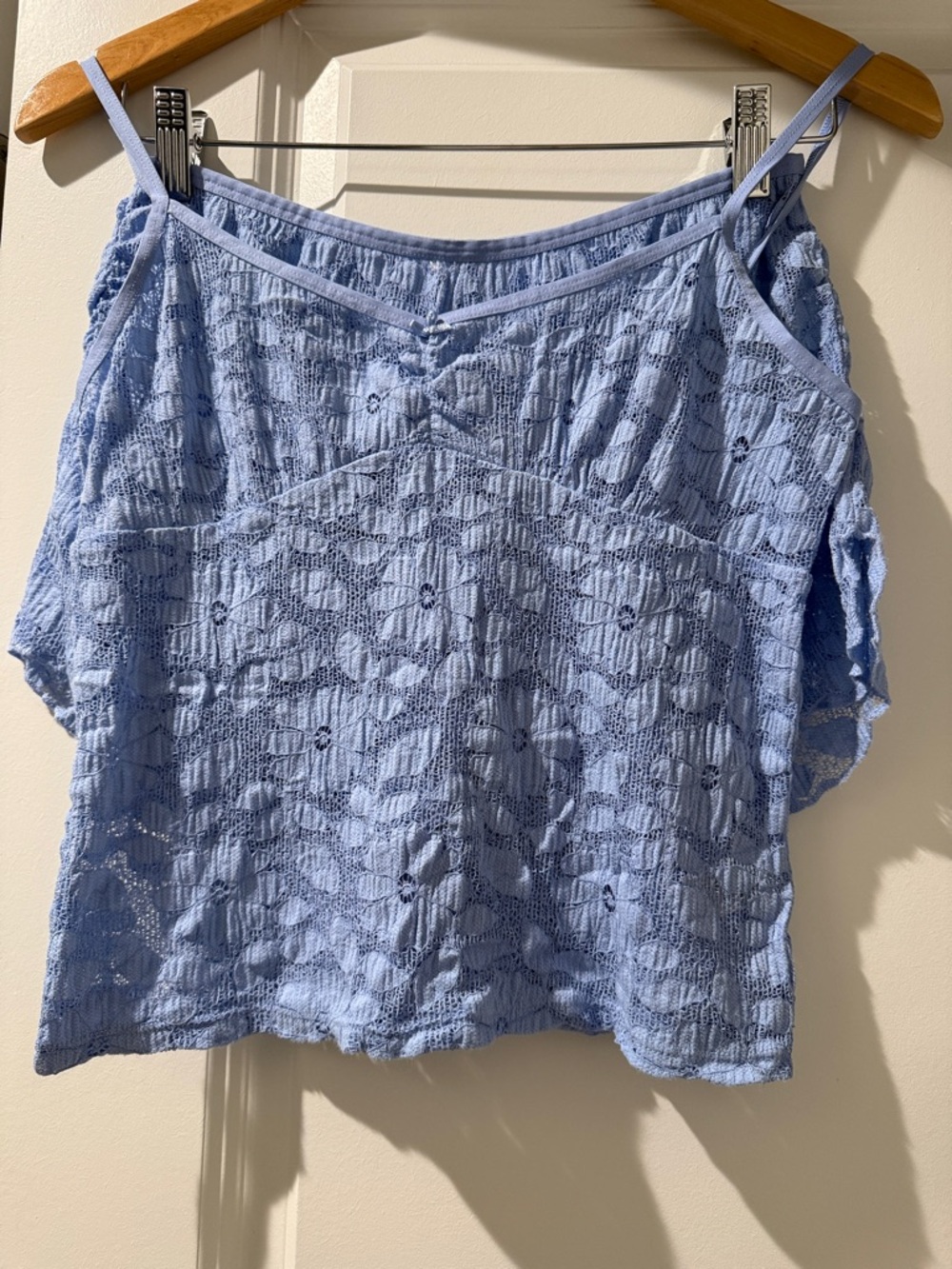 Aerie Sleepwear -  Light Blue Floral Lace Cami with matching shorts